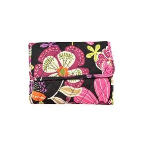 Vera Bradley Pirouettes Pink Trifold Wallet Snap Close Zip Pocket Back